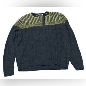 Sol Alpaca Decab Men's Sweater Half zip Pulllover Black And Olive Oil Size L